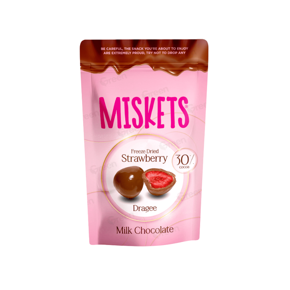 Конфеты "Miskets", 80 гр, клубника в молочном шоколаде