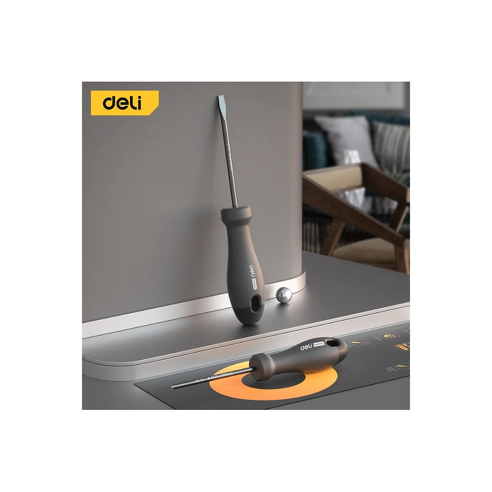 Набор отверток Deli HS EHT1002, 2 шт.(PH1х100,SL5х100), Soft Touch, черный - 2