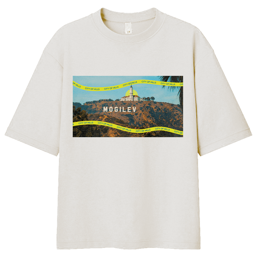 Футболка оверсайз унисекс "City of hills", XS-S, белый 
