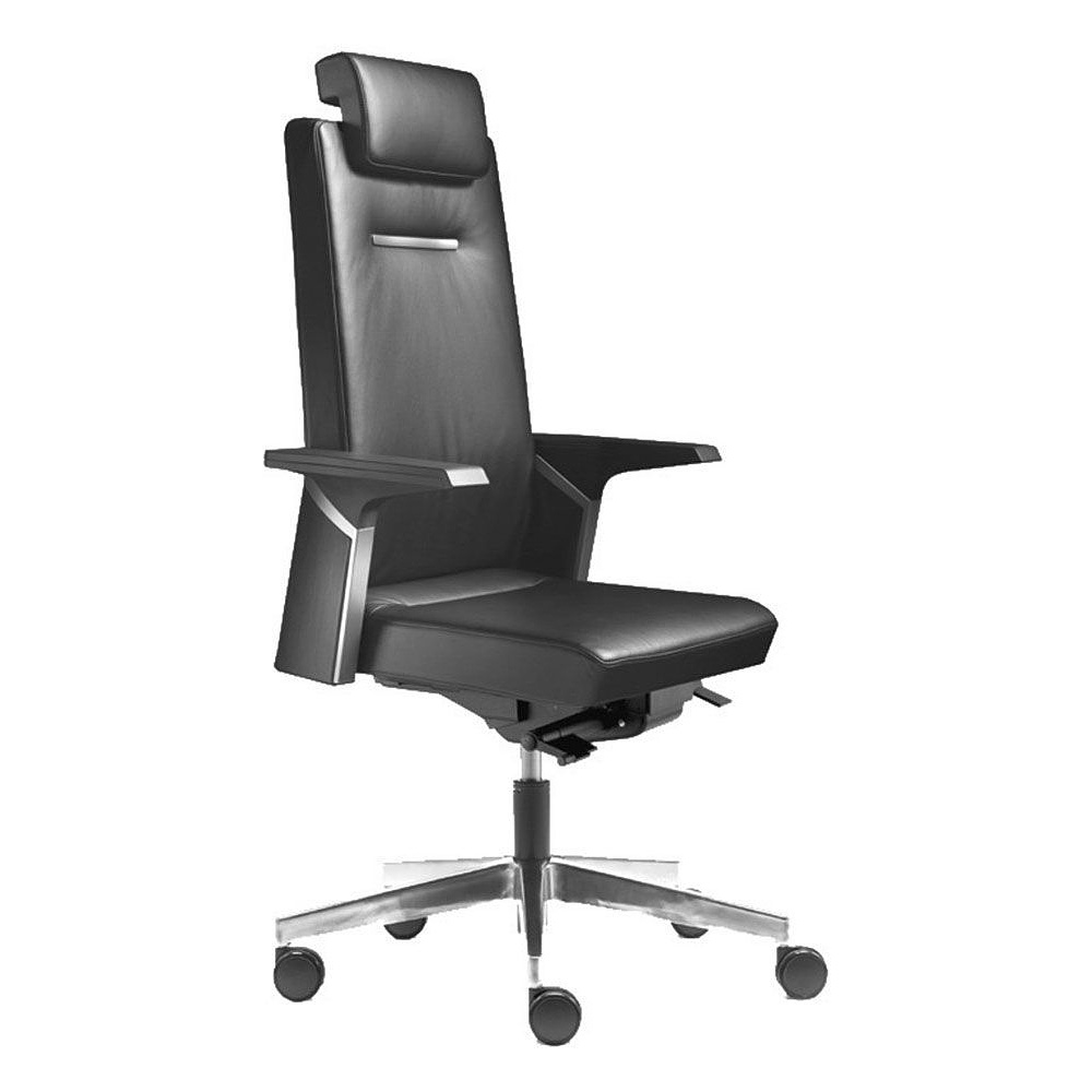 Кресло для руководителя "SOKOA K01", кожа, алюминий, черный - 2