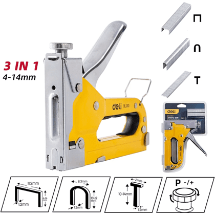 Степлер Deli YS EDL1313, механический, 3-в-1 + комплект скоб (П, U, T) - 14