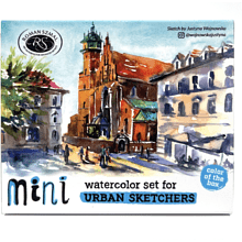 Краски акварельные "Aquarius. Mini Urban Sketcher set", 8 цветов, полукюветы, коробка, голубая