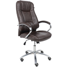 Кресло для руководителя "KING A" поворотное, хром, натуральная кожа, темно-коричневый