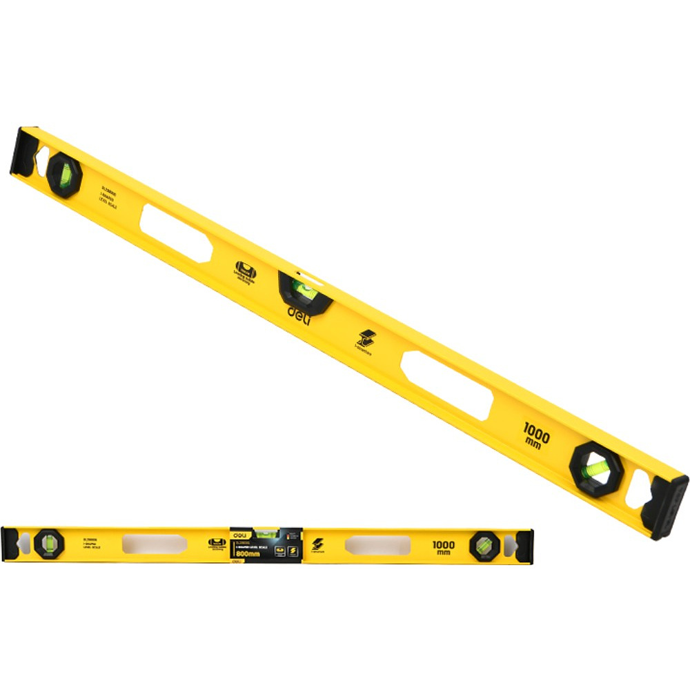 Уровень строительный Deli YS EDL291000G, 1000 мм, рельсовый - 2