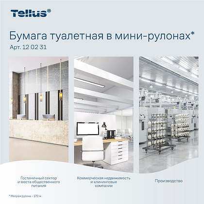 Бумага туалетная Tellus Комфорт T2, в мини-рулонах, 170 м, 2 слоя - 8