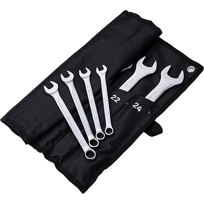 Ключ комбинированный "Deli" набор 12 шт., 6-24 мм, чехол, серебристый - 4