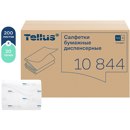 Салфетки Tellus Стандарт NS4, для диспенсера, 200 листов, 2 слоя, белый - 4