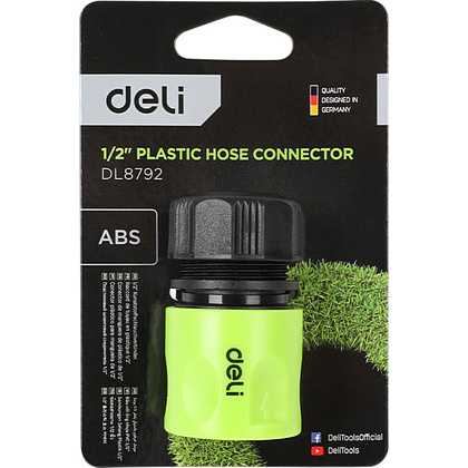 Соединитель-коннектор для шлангов Deli GS EDL8792, 1/2", быстросъемный, черный, зеленый - 3