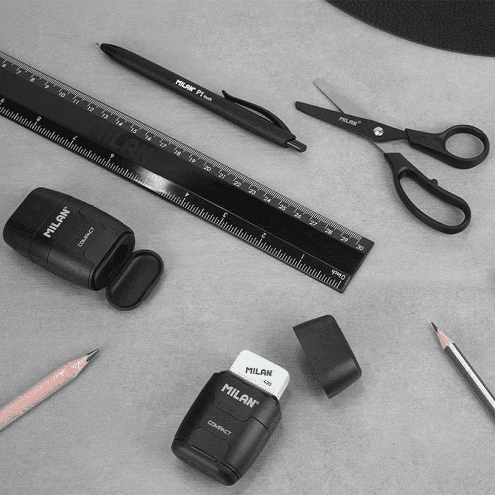 Точилка на 2 отверстия "Compact", с ластиком, черный - 5