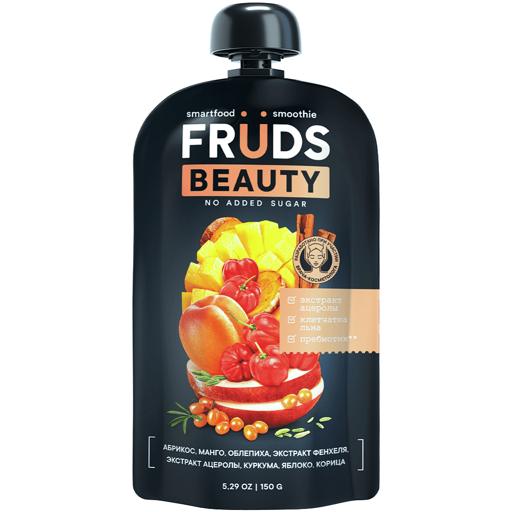 Пюре фруктовое"Smartfood smoothie fruds", вкус груша, яблоко, абрикос, манго и облепиха