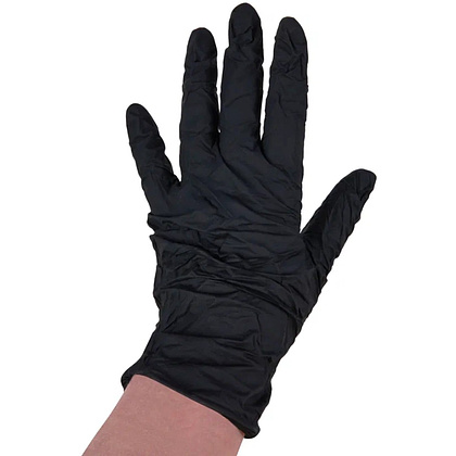 Перчатки нитриловые неопудренные одноразовые  BVB, р-р L, 100 шт/уп., черный - 4