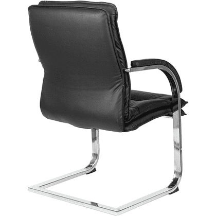 Кресло на полозьях "Бюрократ T-9927SL-LOW-V", натуральная кожа, черный, металл хром - 3