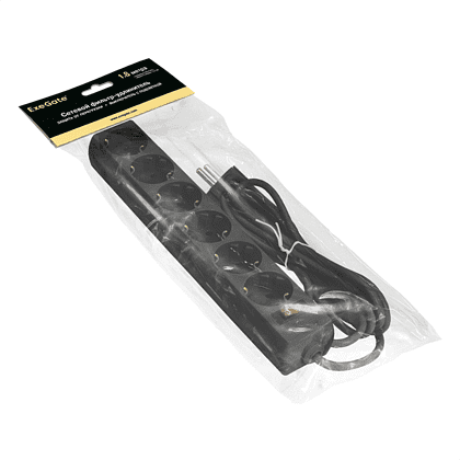 Сетевой фильтр ExeGate SP-6-1.8B, EX119391RUS, 6 розеток, 1.8 м, черный - 2