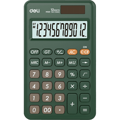 Калькулятор карманный Deli Easy "M120", 12-разрядный, зеленый