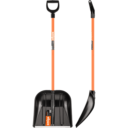 Лопата снеговая Amigo, 410x410, морозостойкий полипропилен, ребра жесткости, стальной черенок, D-образная рукоятка, черная - 4