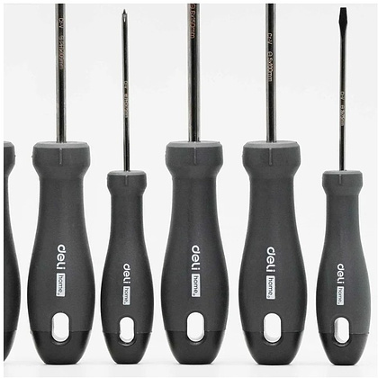 Набор отверток Deli HS EHT1006, 6 шт, Soft Touch, черный - 4