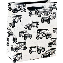 Пакет бумажный подарочный "Vintage car", 21.5x10.2x25.3 см 