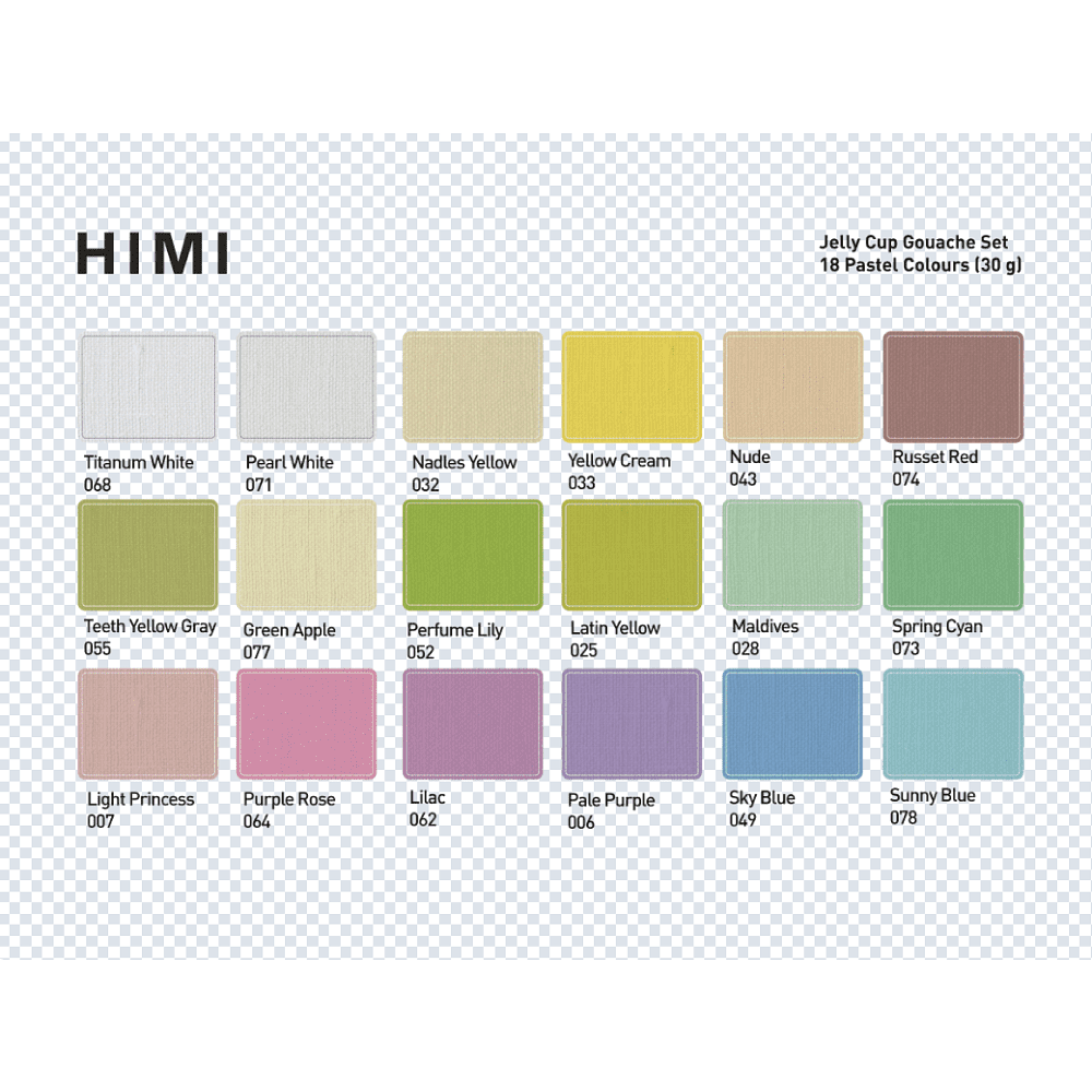 Краски гуашевые "Himi Jelly Cup. Pastel colors", 18 цветов, кювета, фиолетовый футляр - 11