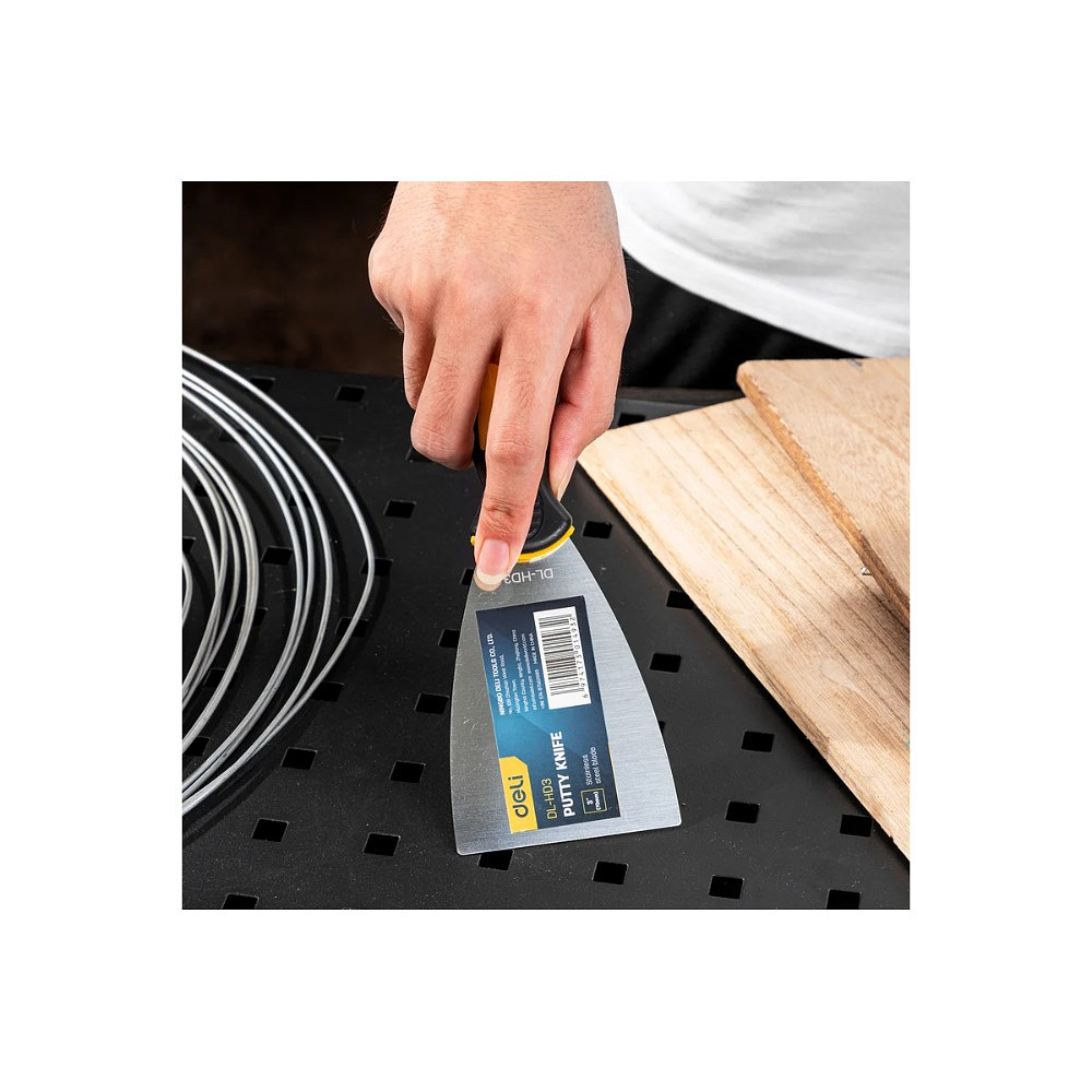 Шпатель нержавеющий Deli YS EDL-HD3, 75 мм, ручка 2K, черный, желтый - 5