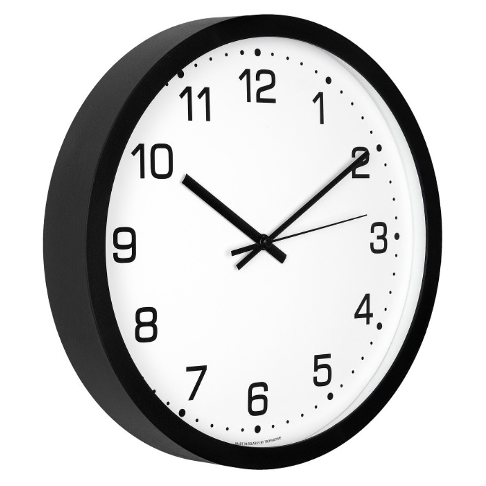 Часы настенные круглые "77760754", пластик, черный