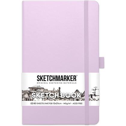 Скетчбук "Sketchmarker", 13x21 см, 140 г/м2, 80 листов, фиолетовый пастельный