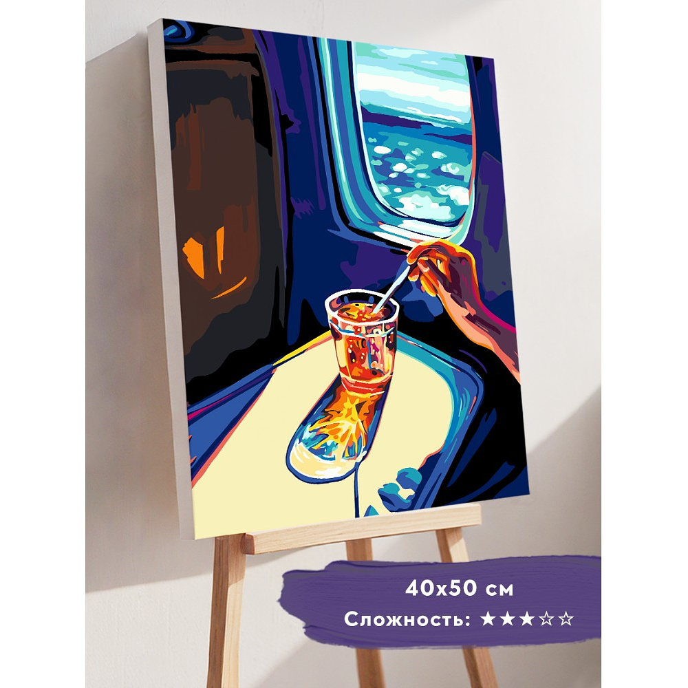 Картина по номерам "Девушка в самолете" - 2