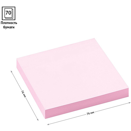 Бумага для заметок на клейкой основе "OfficeSpace", 76x76 мм, 100 листов, розовый - 3