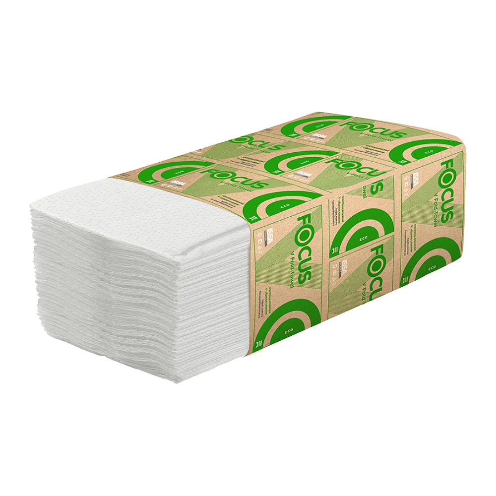 Полотенца бумажные, Focus Eco, V – сложение, 200 листов, 1 слой, 100% целлюлоза - 2