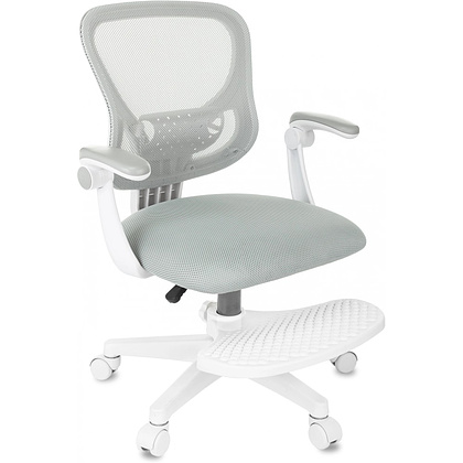 Кресло детское Бюрократ Burokids 3, сетка, ткань, пластик, корпус белый, подставка для ног, серый - 6