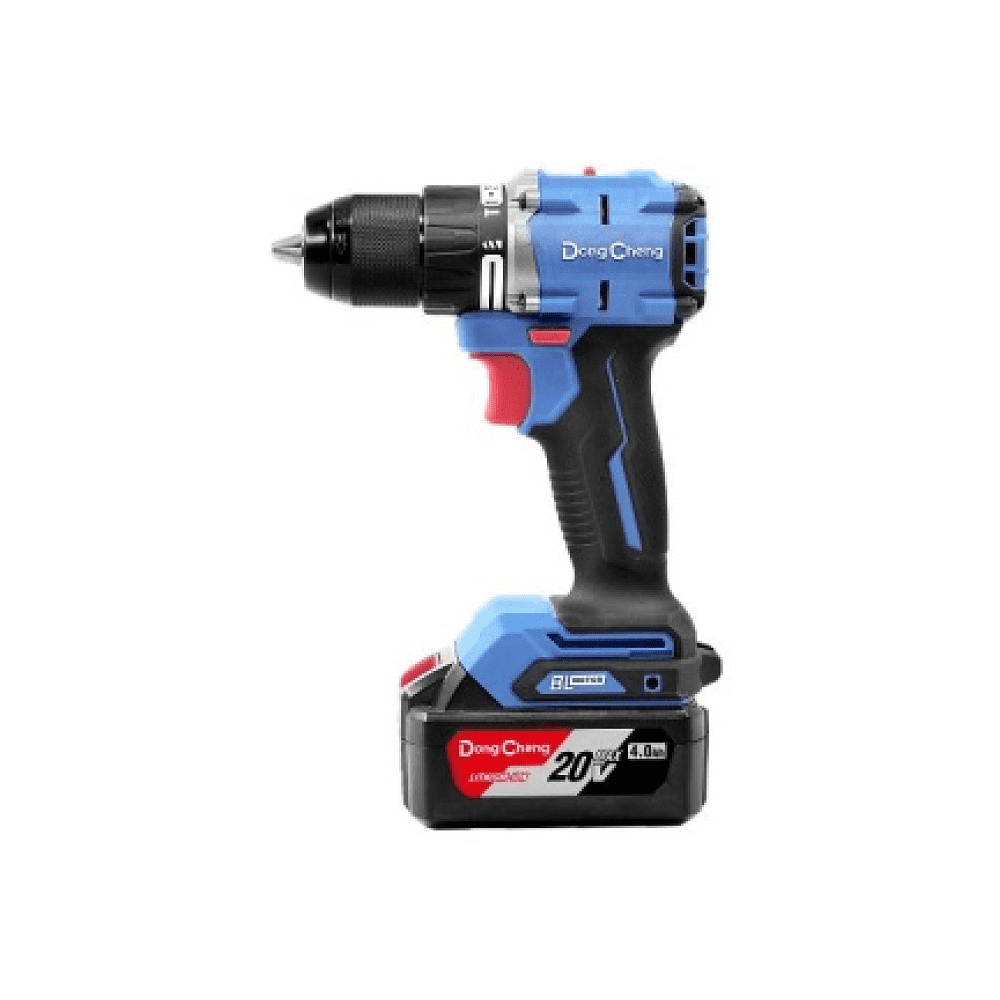 Дрель-шуруповерт "DongCheng" аккумуляторная, ударная бесщеточная 20В, 500Вт, 60Нм, аккум. 2.0Ач*2, з/у 2А, тип AM