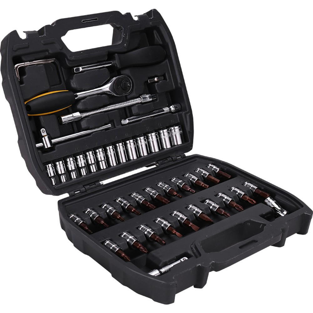 Набор головок торцевых Deli YS EDL1046 1/4", 4-14 мм, 46 шт, кейс, черный, серебристый - 3