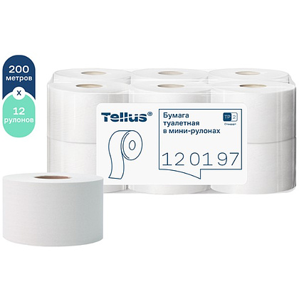 Бумага туалетная Tellus Стандарт ТP2, в мини рулоне, 200 м, 1 слой - 5