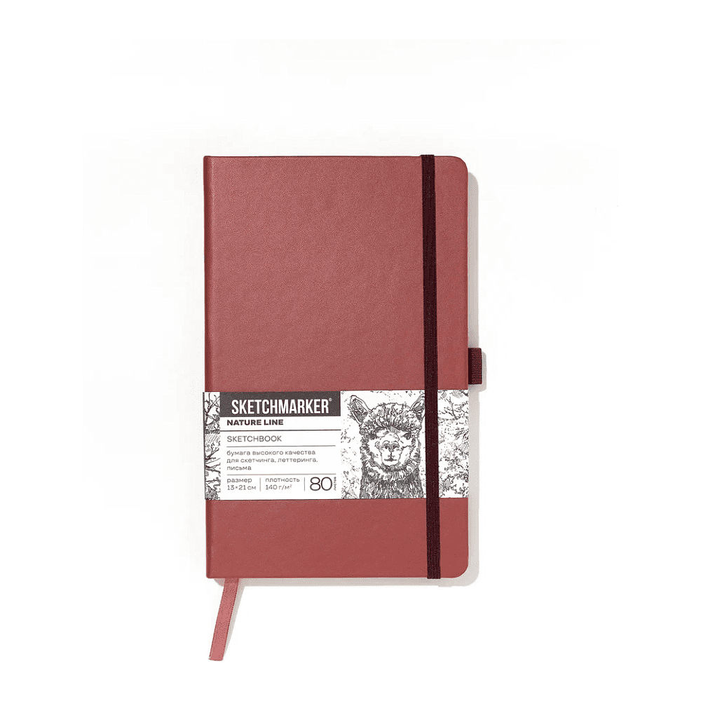 Скетчбук "Sketchmarker", 13х21 см, 140 г/м2, 80 листов, красный винтаж