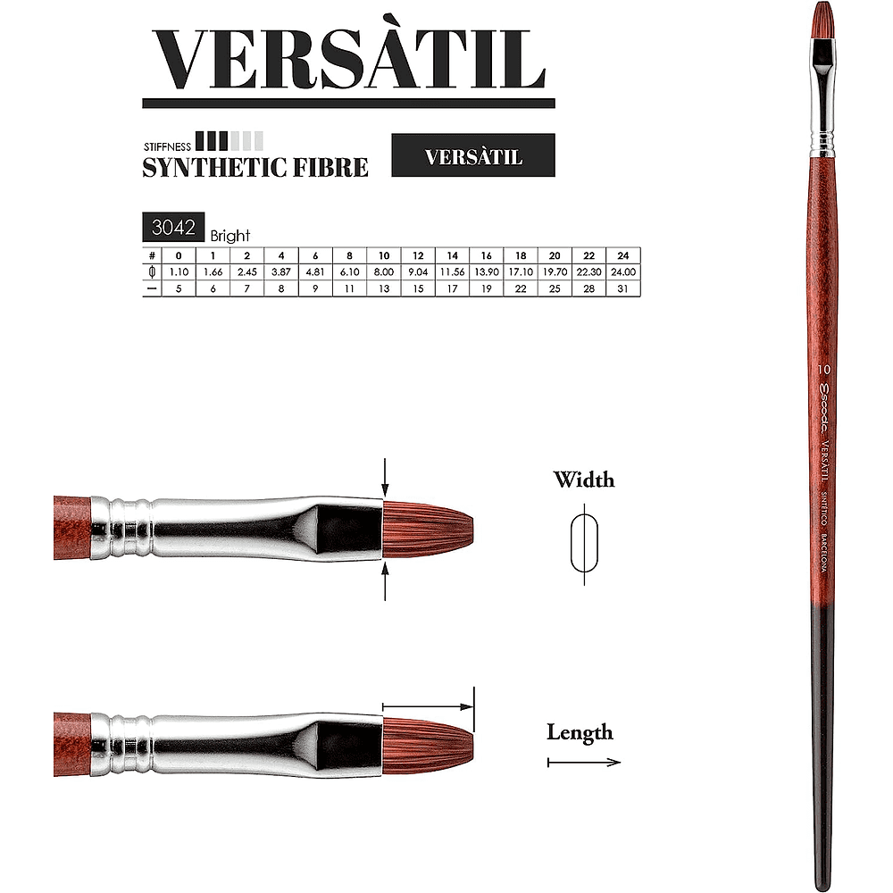 Кисть для рисования "Escoda Versatil Brush L/H 3042", синтетика, "кошачий язык", №20 - 3