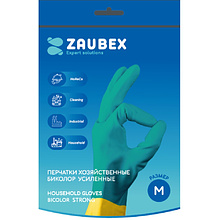 Перчатки латексные хозяйственные Zaubex БИКОЛОР
