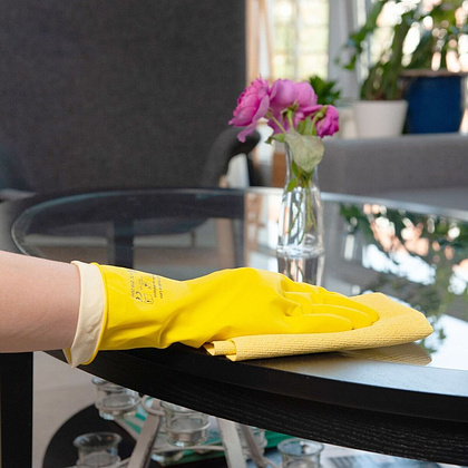 Перчатки латексные с х/б покрытием HQ Profiline р-р L желтый - 12