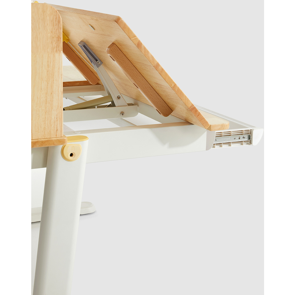 Стол Ergosmart регулируемый Galleon, 1200х700х(520-760) мм, гевея беленая, с книжной полкой - 17