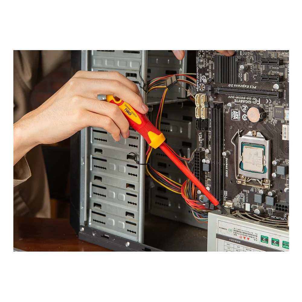 Отвертка диэлектрическая Deli YS EDL5151251, SL5,5х125 мм, желтый, красный - 5