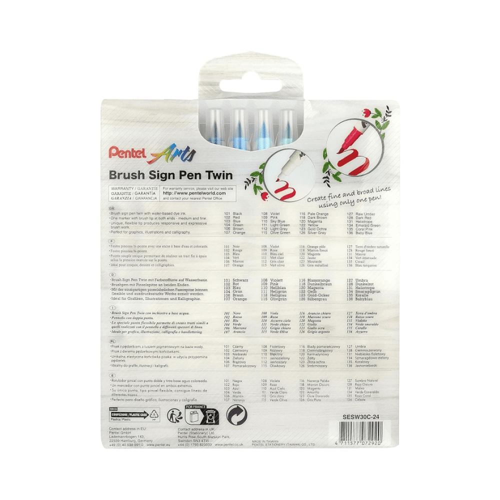 Маркер-кисть "Brush Sign pen twin", 24 шт - 3