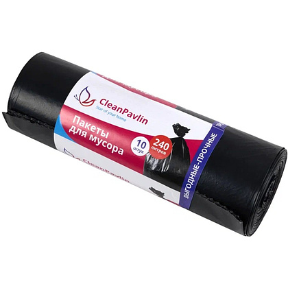 Мешки для мусора CleanPavline Выгодные, 240 л, 35 мкм, 88х120 см, ПВД, 10 шт/рулон, черный - 8