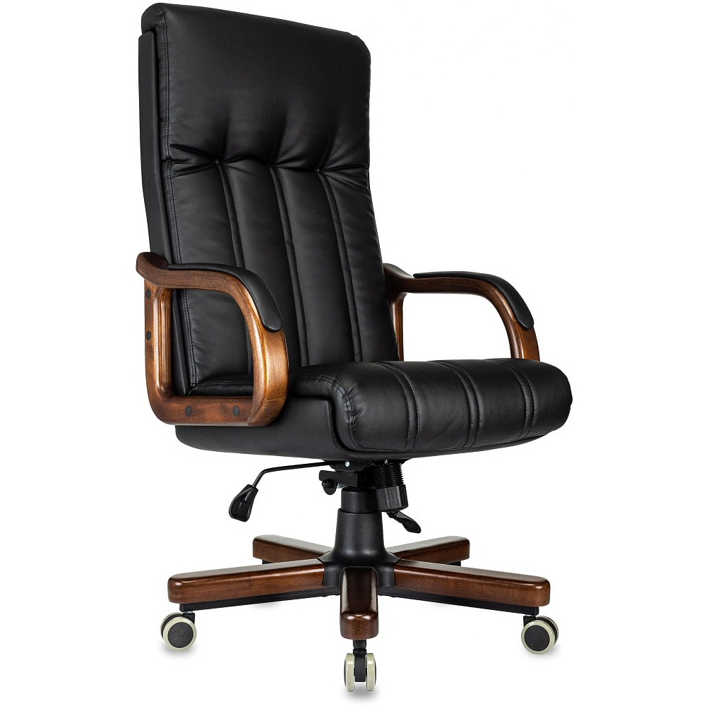 Кресло для руководителя Бюрократ T-9932WALNUT, экокожа, черный, металл, дерево