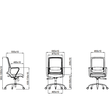 Кресло для персонала SitZone "U-0385 PL", ткань, пластик, черный - 9