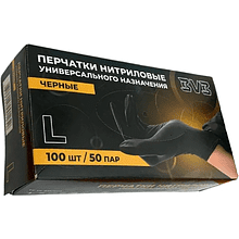 Перчатки нитриловые неопудренные одноразовые BVB, черный