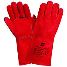 Краги спилковые "Arcticus" с подкладкой из х/б и флиса, красный