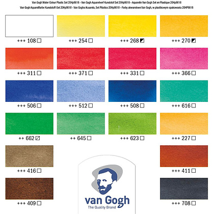 Набор акварельных красок "Van Gogh", 20 цветов, кюветы - 2