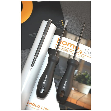 Набор отверток Deli HS HT1004, 4 шт. (PH1х100,PH2х150,SL5х100, SL6х150), Soft Touch, черный - 4