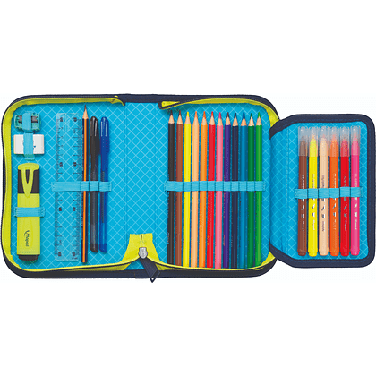 Пенал  "Foot", 1 отделение, с наполнением, синий, желтый - 3