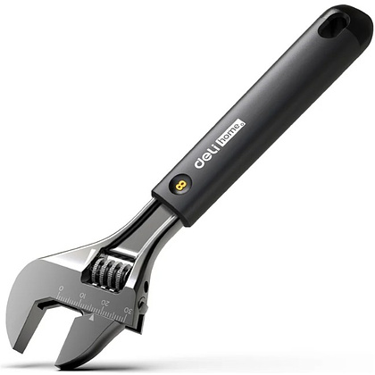 Ключ разводной Deli HS EHT1508, 210 мм, раскрытие губок 0-28 мм, Soft Touch, черный