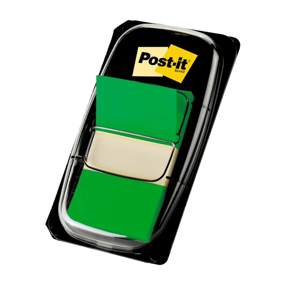Закладки пластиковые "3М", 25х43 мм, 50 шт, зеленый, в диспенсере
