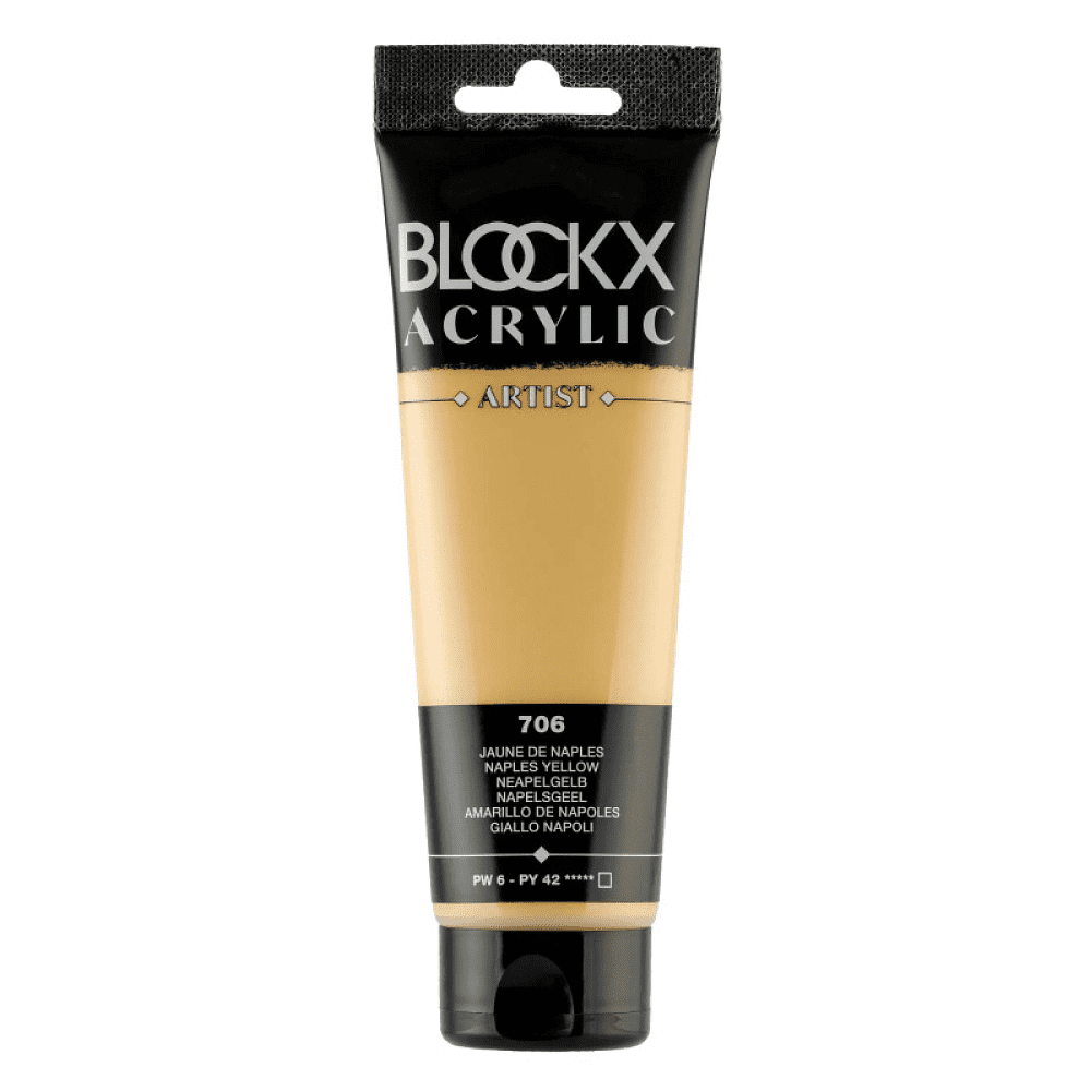Краски акриловые "Blockx", 706 неаполитанский желтый, 120 мл